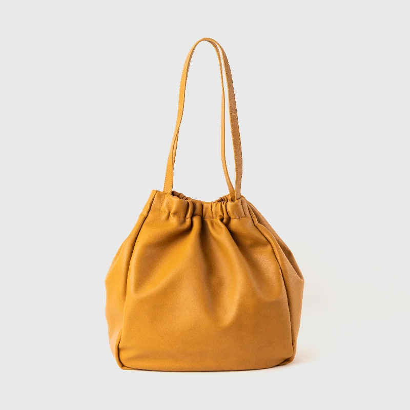 Minimalist Leather Bag For Modern Aesthetics Paradise Tote - Mustard