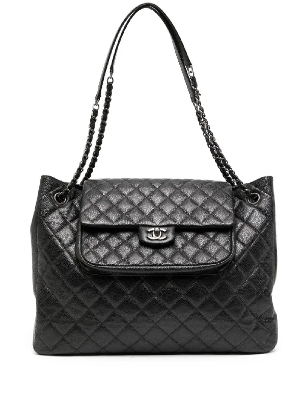 Active Lifestyles Paris-Edinburgh Black Caviar Flap Tote Bag