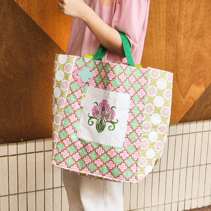 Flash Sales On Premium And High-Quality Bags Peranakan Tile Printed Beach Bag - Plum