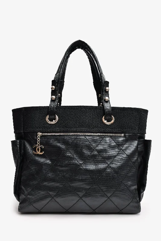 Stylish Bags With Discounts Pre-Loved Chanel™ 2012 Black Leather/Canvas 'Paris Biarritz' Tote Bag