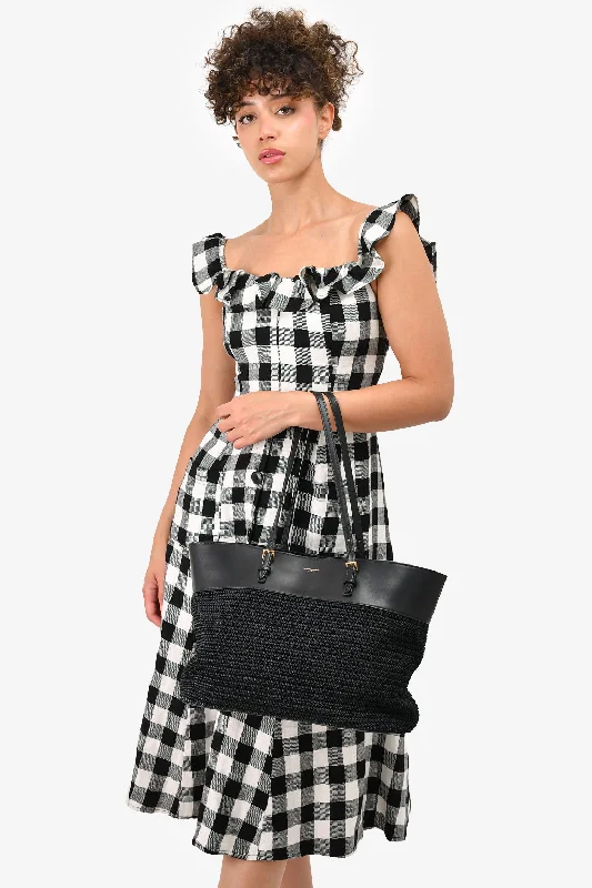 Festival Bags For Concerts And Events Saint Laurent Black Leather/Wicker Boucle Shopping Tote