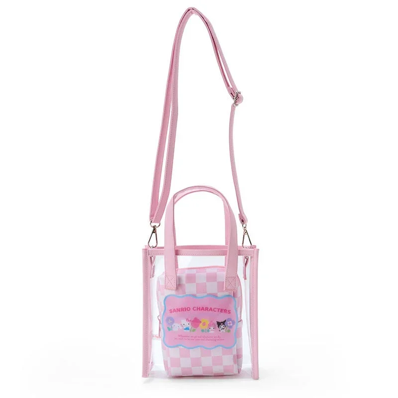 Wholesale Bags For Resellers Sanrio Pastel Check Clear Convertible Mini Tote