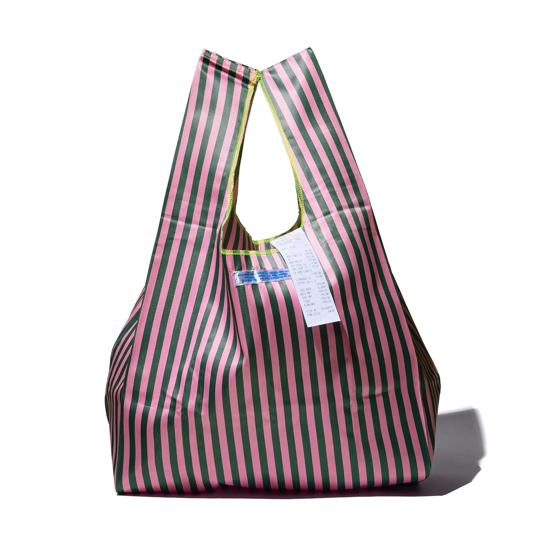 Affordable Bags For Budget Shoppers School Tie Fabric Bag - Dark Green x Pink