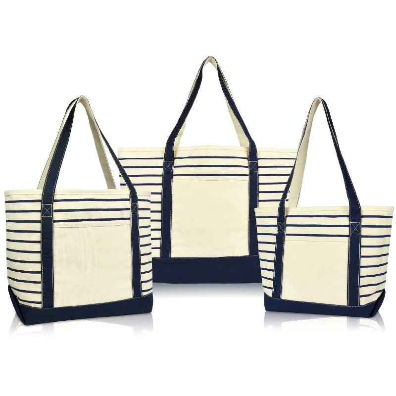 Luxury Seekers Dalix Striped Soft Tote (Set of 3)
