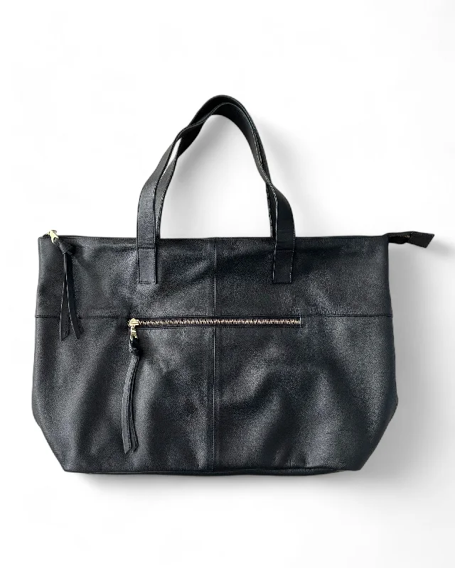 Anti-Theft And Budget-Friendly Bags Toronto Black Leather Tote Bag