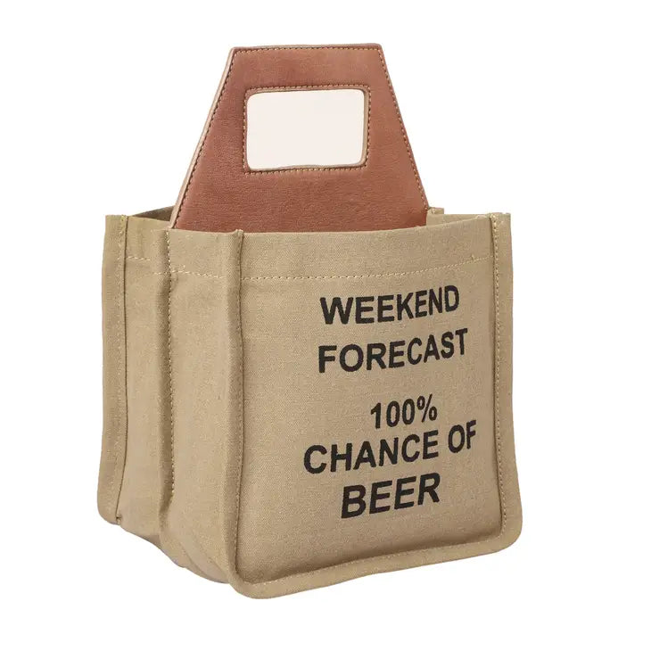 Compact Bags For Minimalist Travelers Weekend Forecast 100% Chance of Beer 6 Pack Canvas Tote