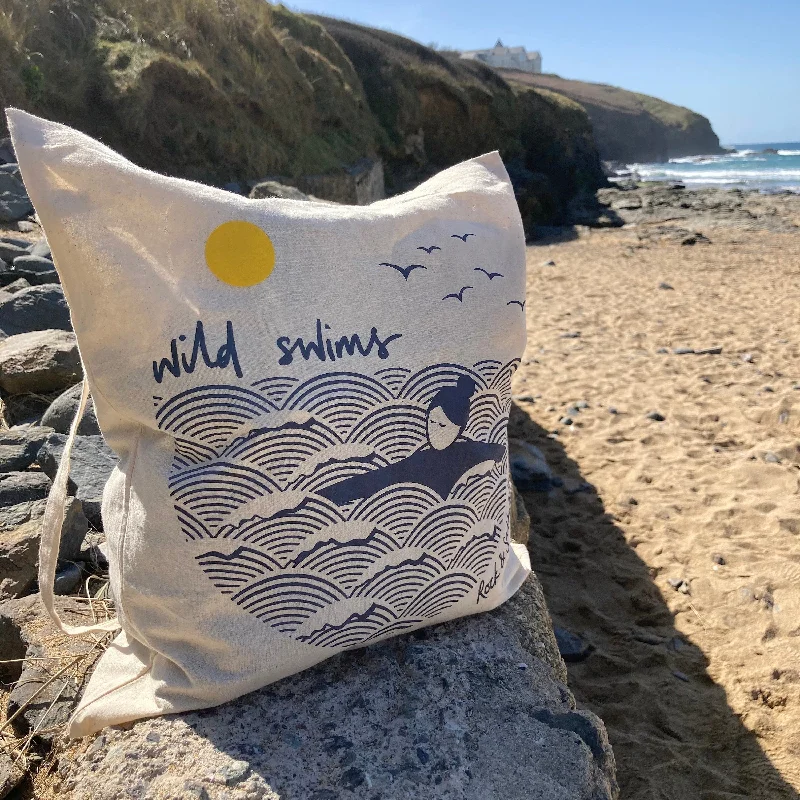Black Friday Deals On Stylish Handbags Wild swims screen printed cotton tote bag