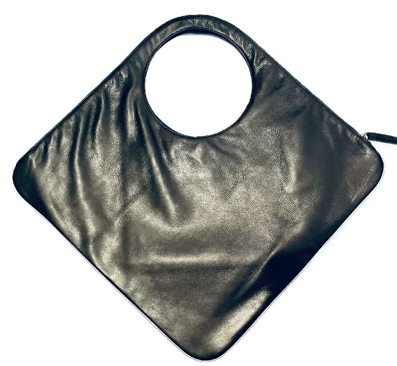 Clearance Bags For Budget Shoppers Diamond Shoulder Bag in Black with Gold Trim