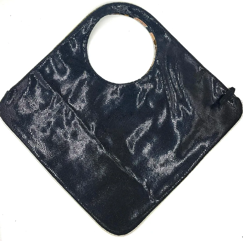 Glamorous Bags For Evening Events And Parties Diamond Shoulder Bag in Black Pattern Snake Shiny Finish Limited Edition