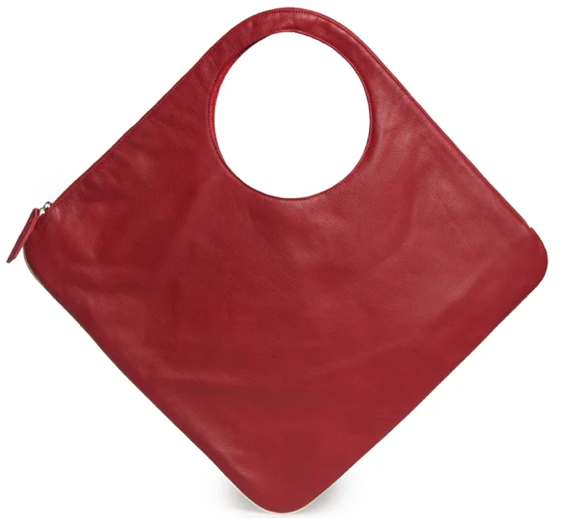 Black Friday And Cyber Monday Bag Deals Diamond Shoulder Bag in Red with Pearl Trim