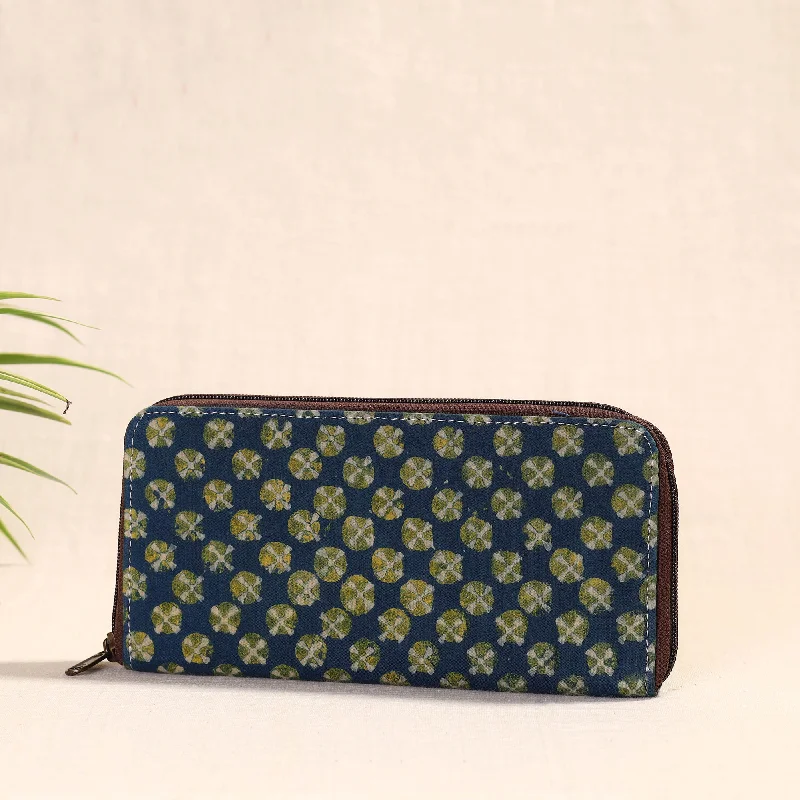 Vintage-Inspired Blue - Handcrafted Block Printed Fabric Clutch Wallet