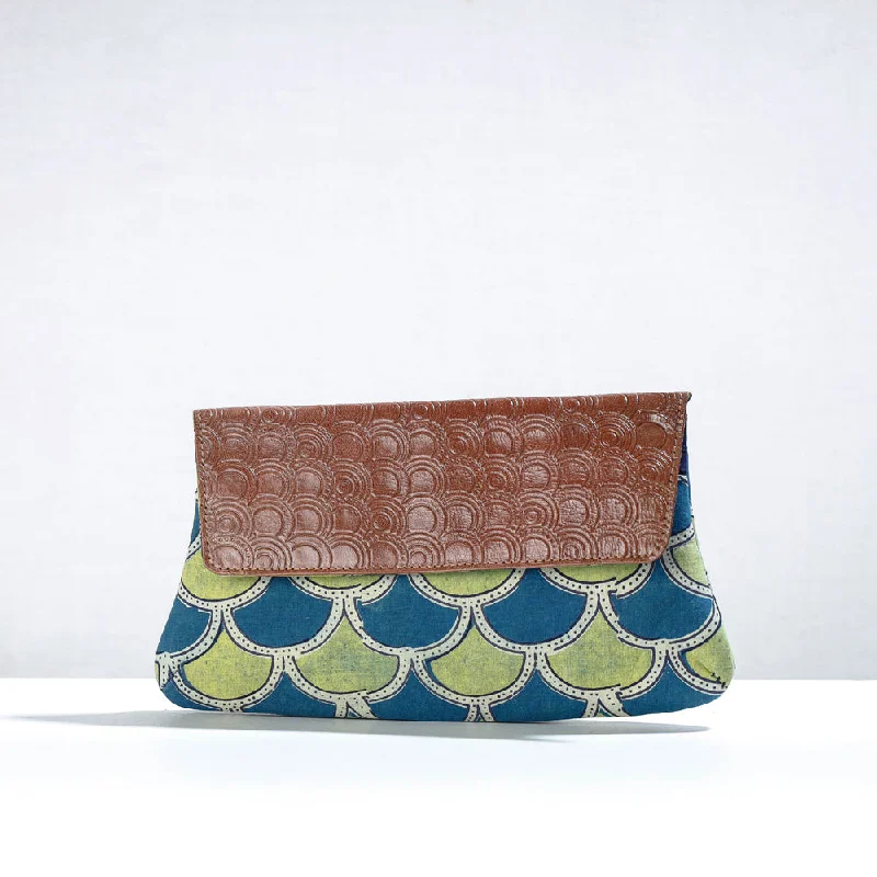 Tote Bag For Everyday Use Multicolor - Handcrafted Clutch with Handpainted & Embossed Leather Flap