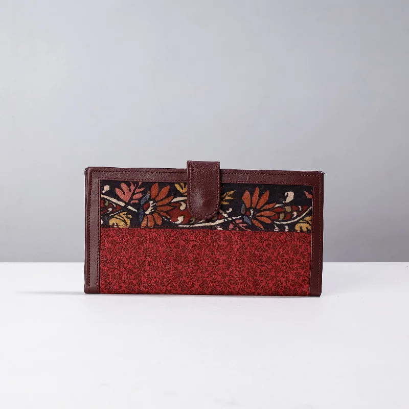 Designer Bags For Luxury Collectors Red - Handpainted Kalamkari Natural Dyed Cotton Clutch