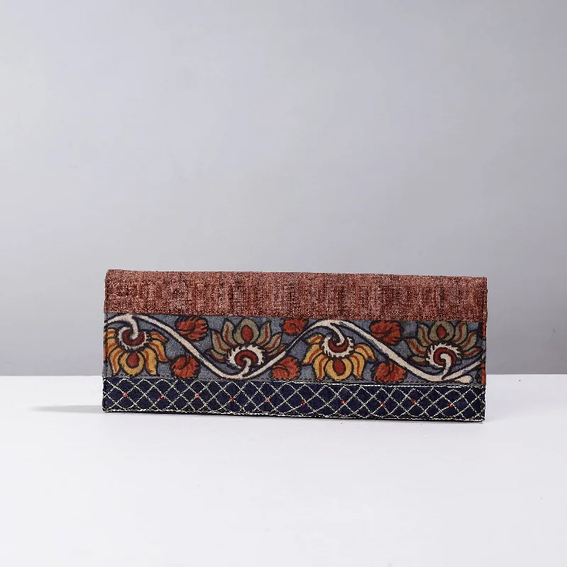 Stylish Bags For Fashion Bloggers With Promotions Brown - Handpainted Kalamkari Natural Dyed Ghicha Silk Clutch