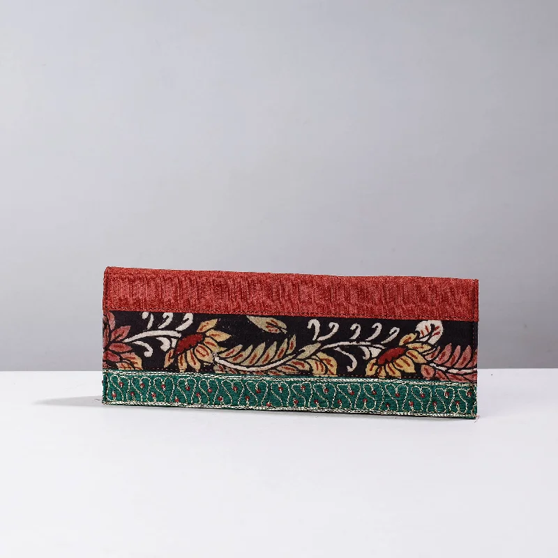 Edgy Bags For Bold And Daring Fashionistas Red - Handpainted Kalamkari Natural Dyed Ghicha Silk Clutch