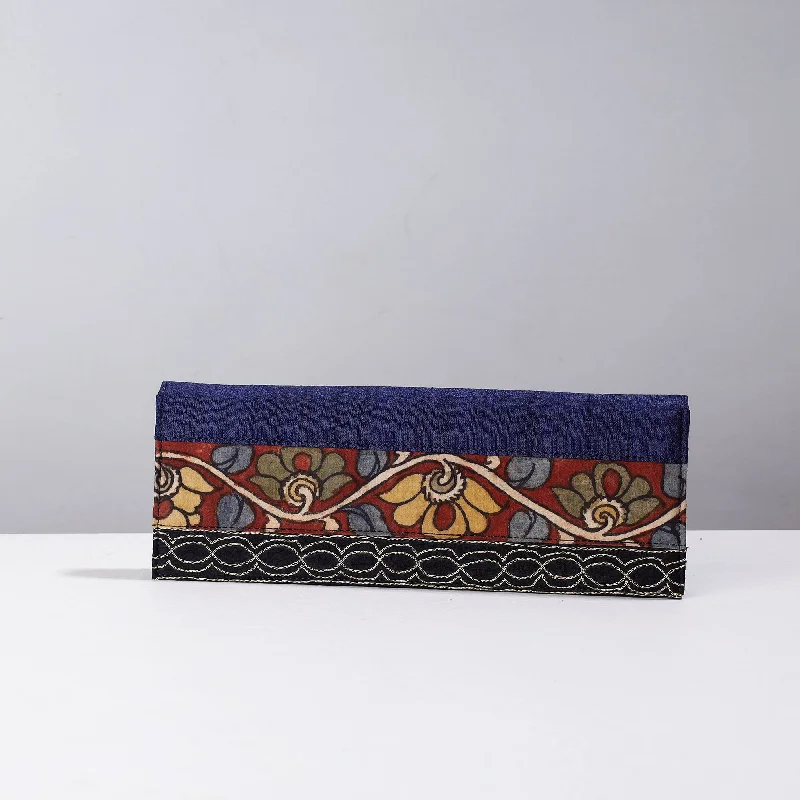 Trendy Bags For Women And Men In 2025 Blue - Handpainted Kalamkari Natural Dyed Ghicha Silk Clutch