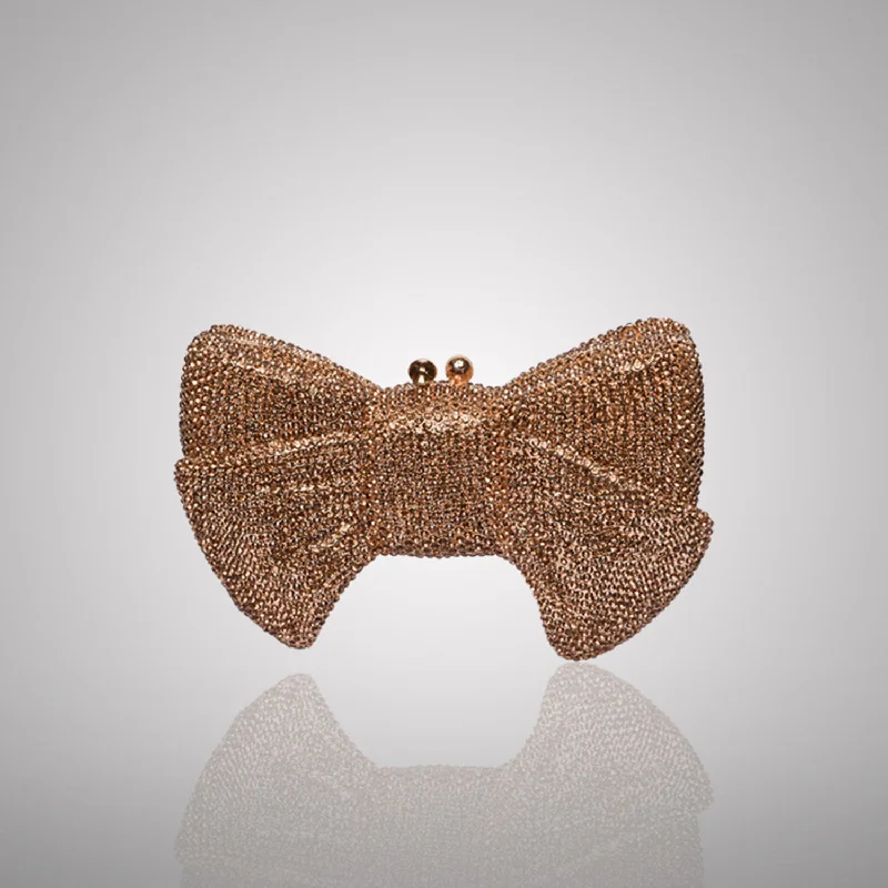 Seasonal Sale Bags Stylish Gold Bow Swarovski Crystal Clutch | C942