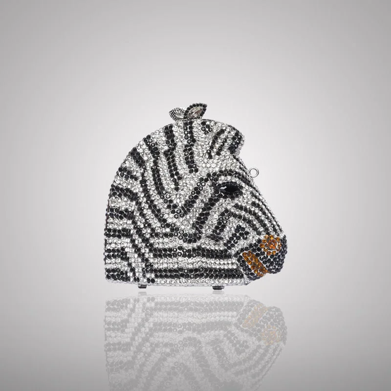 Bags For Personalized Gifts Zebra Swarovski Clutch | C905