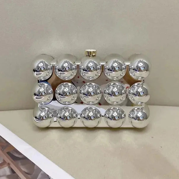 Functional Bags For Busy Moms And Dads Acrylic Metallic Pearl Box Clutch