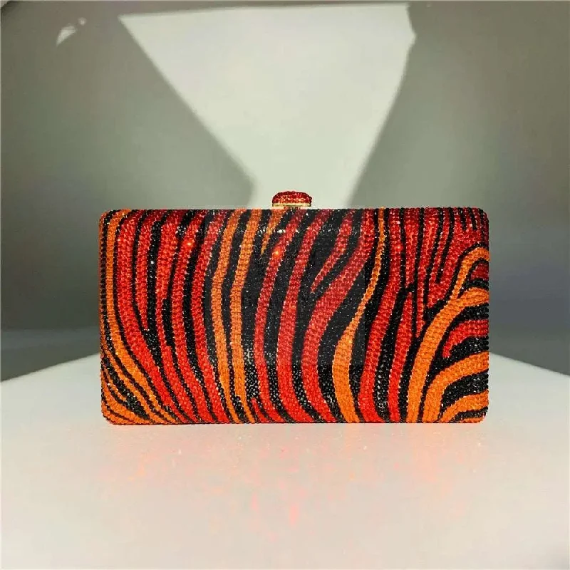 Customizable Bags For Personalized Style Animal Print Crystal Clutch