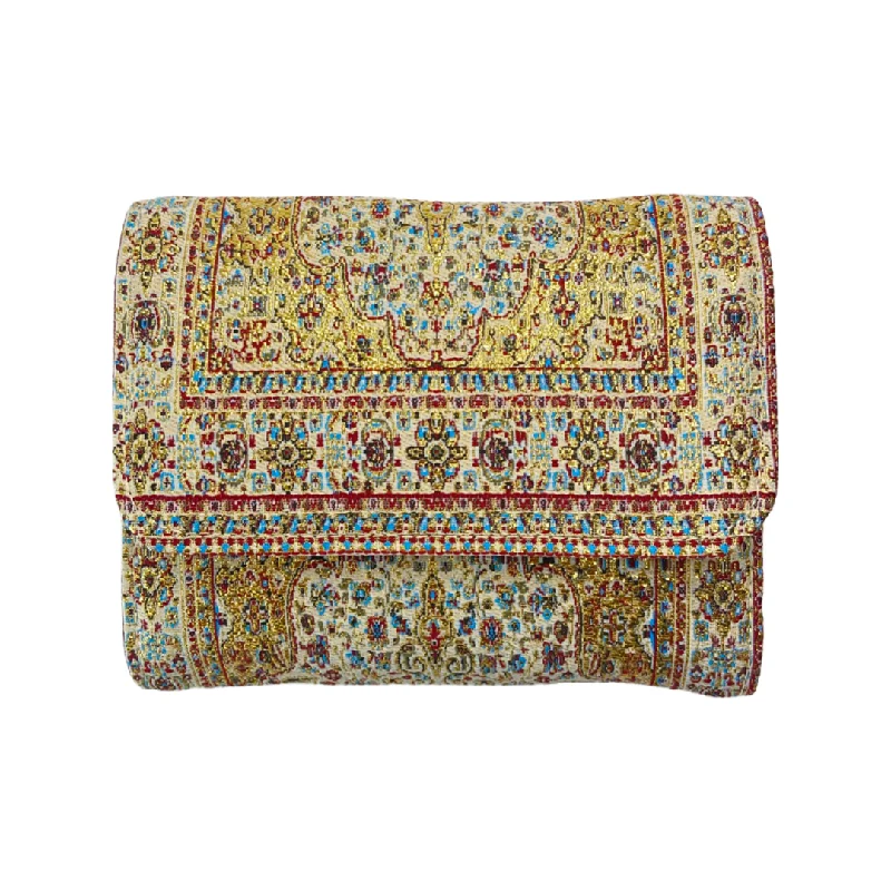 Durable And Fashionable Bags For Daily Use Beige Turkish Clutch - Carpet Pattern Wallet - Embroidered wallet