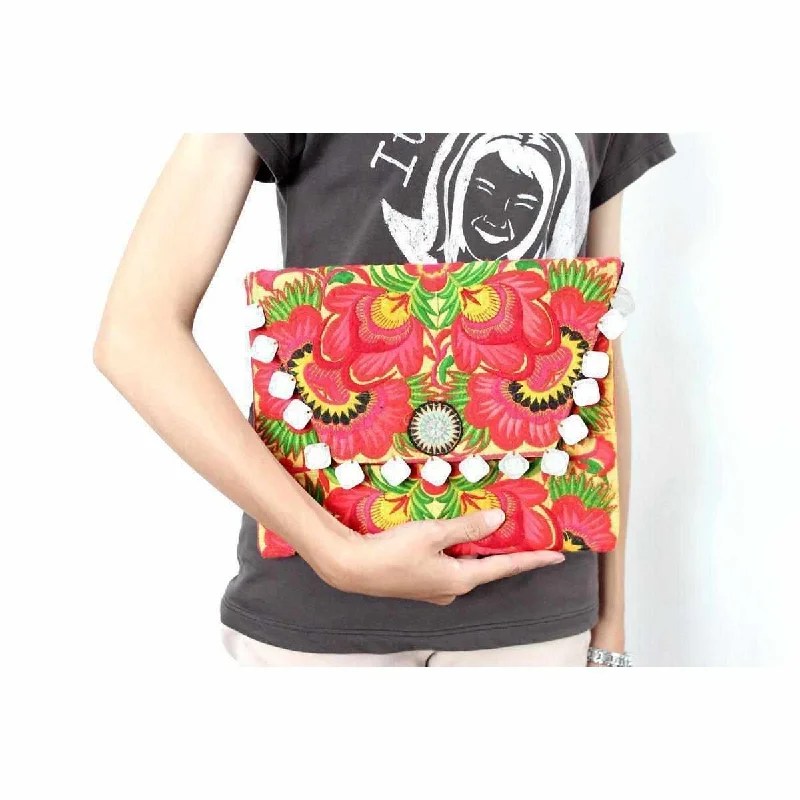 Edgy Bags For Bold And Daring Fashionistas Hmong Embroidered Carnival Coin Clutch | iPad Bag - Thailand