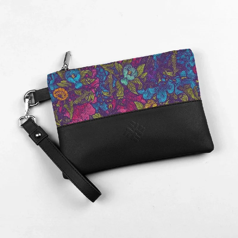 Trendy And Discounted Designer Handbags Black Toiletry Pouch Darky Floral