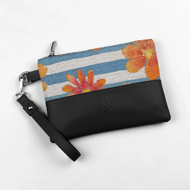 Holiday Gift Bags For Christmas Black Toiletry Pouch Floral Blue