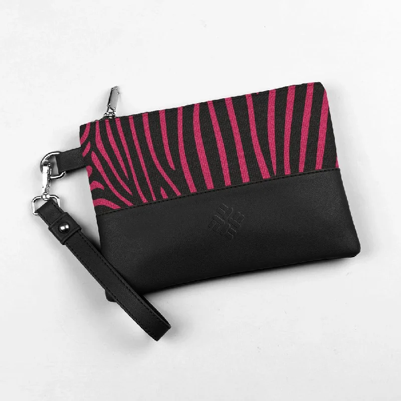 Vintage Bags For Retro And Classic Fashion Lovers Black Toiletry Pouch Pinky Zebra