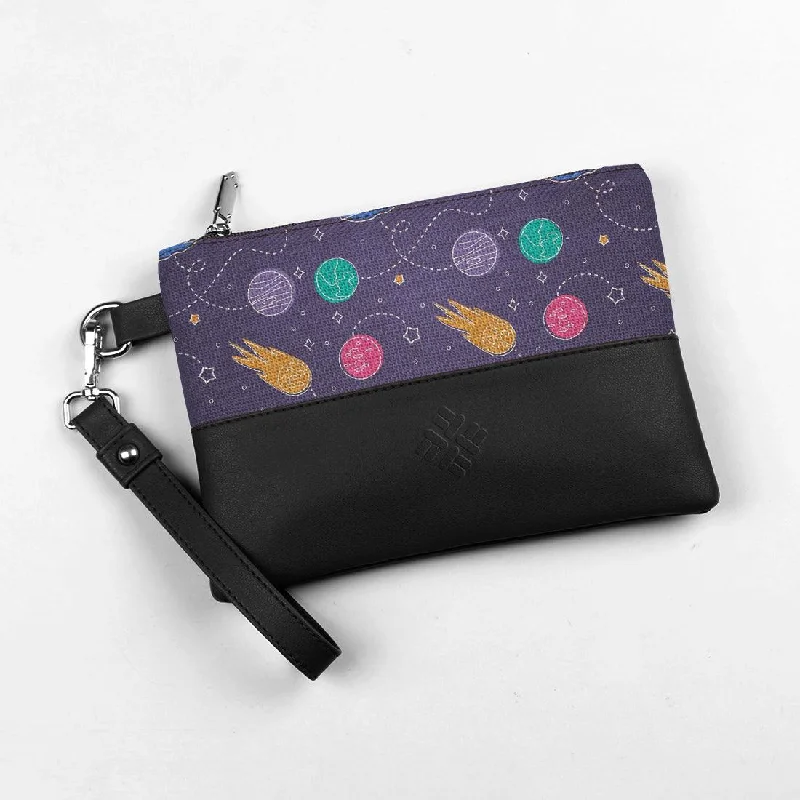 Elegant Bags For Formal Events And Luxury Occasions Black Toiletry Pouch Space Art