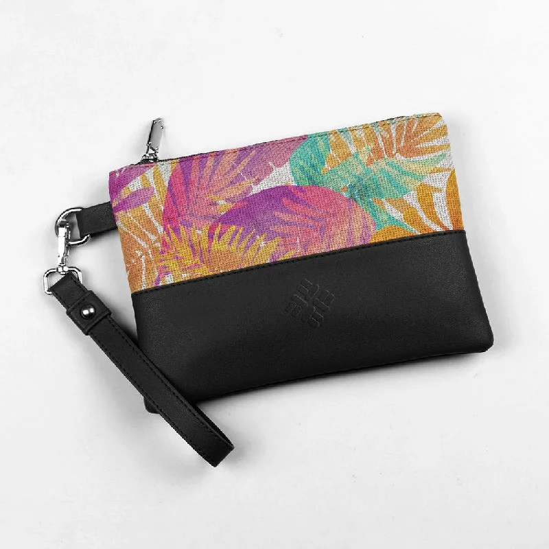 Lightweight And Functional Bags For Travel And Work Black Toiletry Pouch Summer Leafs