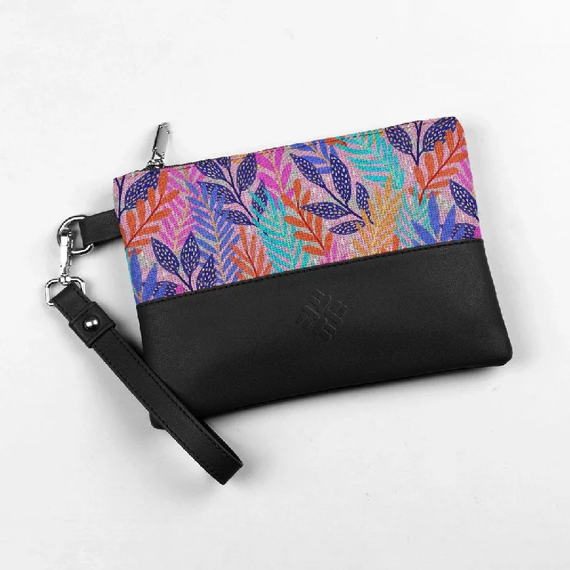 Genuine Bags On Clearance Sale Black Toiletry Pouch Vibrant Vines