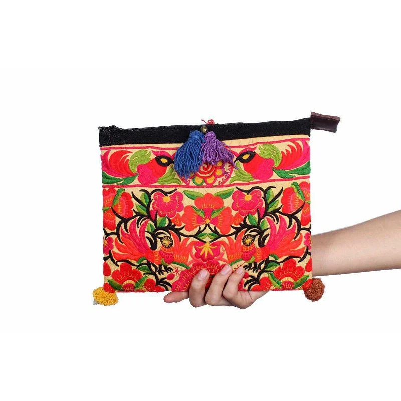 Vintage Bags For Retro And Classic Fashion Lovers Handcrafted Embroidered Clutch | iPad Bag - Thailand