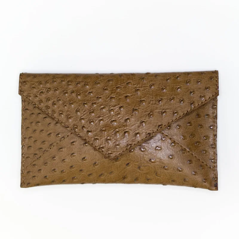 Customizable Bags For Personalized Style Half Way III Small Clutch - Brown Ostrich