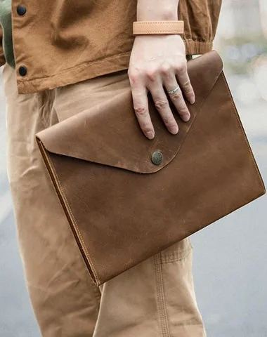 Lightweight And Affordable Bags Vintage Business Leather Mens Black Envelope Bag Document Purse Brown Clutch For Men