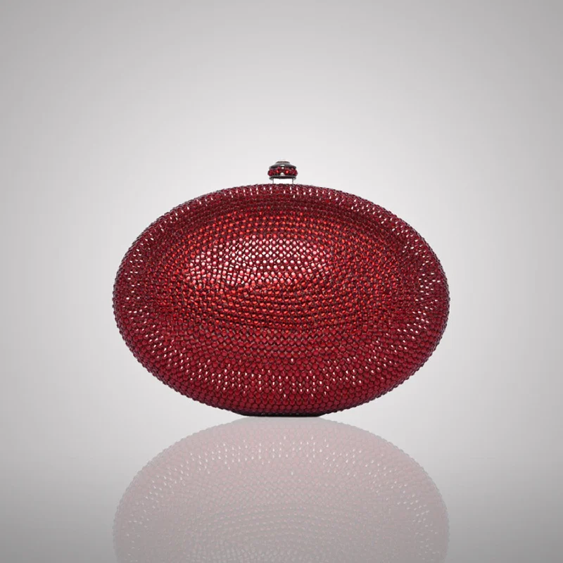 Luxury Bags On Sale Red Oval Swarovski Clutch | C831