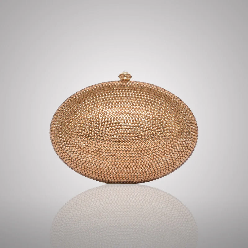 Bags For Urban And Trendy Looks Golden Oval Swarovski Clutch | C831