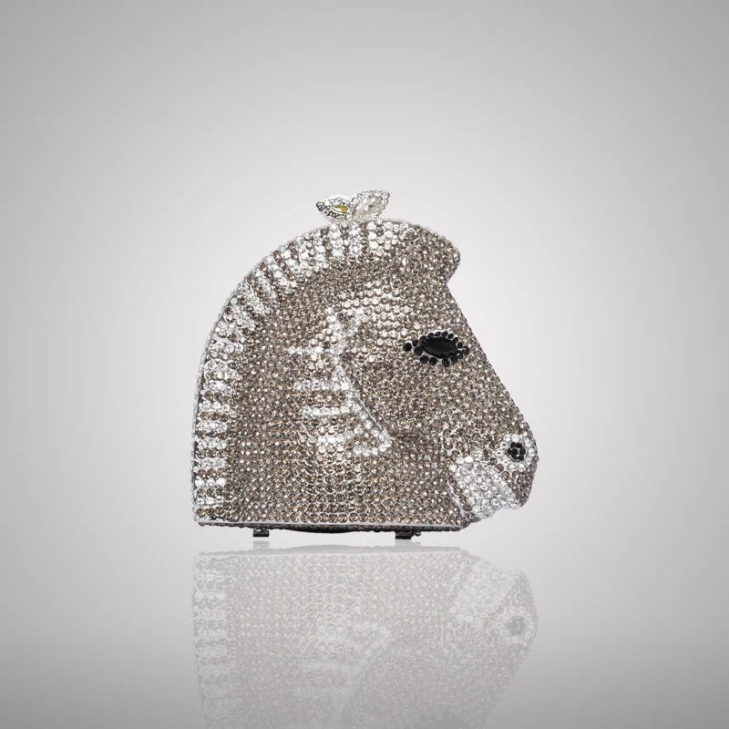 Trendy Bags Grey Horse Swarovski Clutch | C905