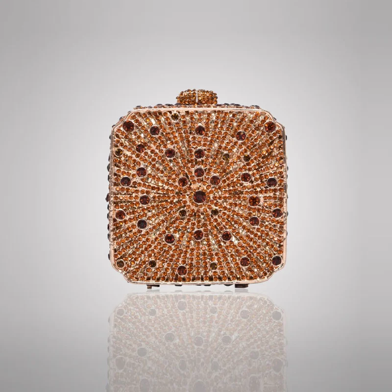 Black Friday Deals On Stylish Handbags Gorgeous Gold Swarovski Crystal Clutch | C910