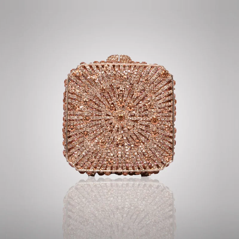 Festive Holiday Gift Bags Glamorous Bronze Swarovski Crystal Clutch | C910