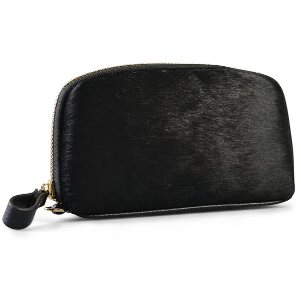 Halloween-Themed CARMICHAEL - Ladies Black Leather Cowhide Wristlet Wallet Purse