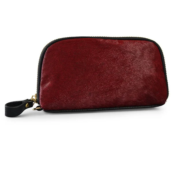 Affordable Handbags CARMICHAEL - Ladies Burgundy Leather Cowhide Wristlet Wallet Purse