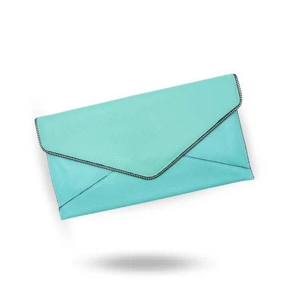 Affordable Bags For College Students On Sale CASTLECRAG - Womens Mint Leather Envelope Clutch Bag Evening Pouch