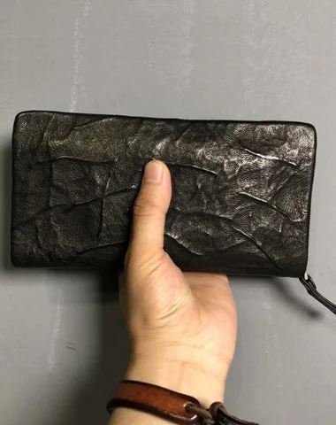 Bags For Urban And Trendy Looks CASUAL BLACK LEATHER MEN'S Long Wallet Zipper Clutch Wallet BLACK Wristlet Wallets Card Wallet FOR MEN