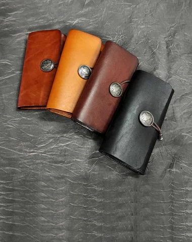 Designer Bags For Luxury Collectors With Offers Vintage Brown Leather Men's Bifold Long Wallet Black Flip Long Wallet Clutch For Men