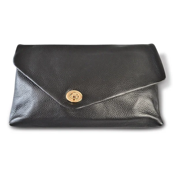 Clearance-Priced Bags CENTENNIAL PARK - Black Pebbled Leather Clutch