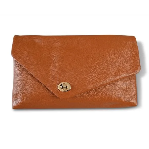 Flash Sale On Premium Bags CENTENNIAL PARK - Ladies Tan Pebbled Leather Clutch Envelope Bag