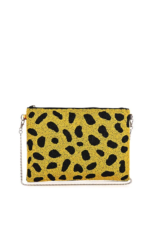 Lightweight Bags With Clearance Prices Cheetah Embellished Checkered Clutch