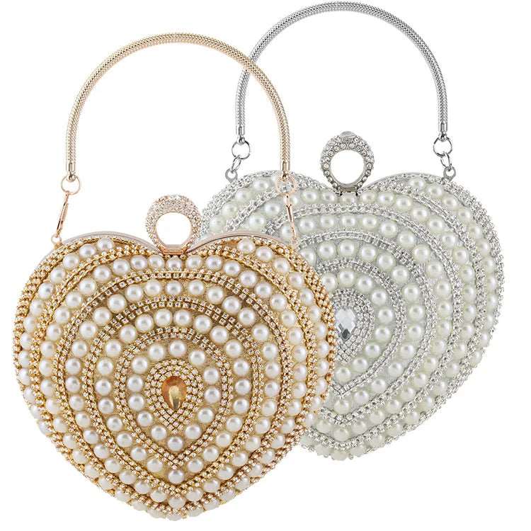 Designer Bags For Luxury Collectors Crystal Pearl Heart Bag