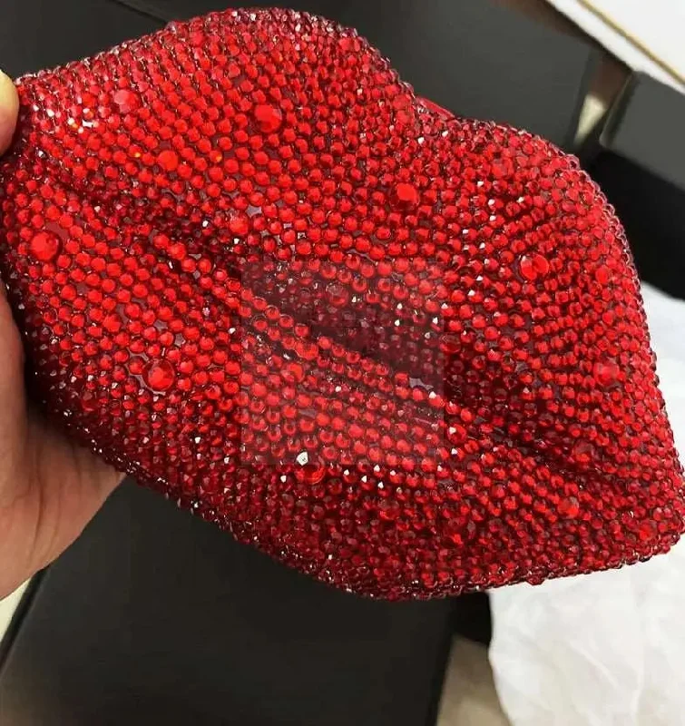 Discounted Designer Bags For Clearance Events Crystal Red Kiss Clutch